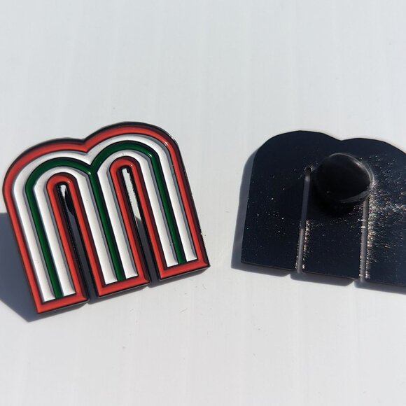 Pin M Mexico For Caps And Clothing Enamel Badge Baseball Pin Mexican Pin MX - Picture 1 of 6